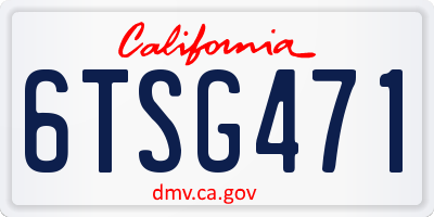 CA license plate 6TSG471