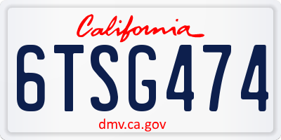 CA license plate 6TSG474