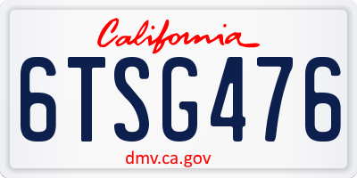 CA license plate 6TSG476