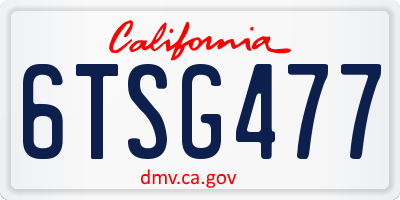 CA license plate 6TSG477