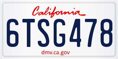 CA license plate 6TSG478