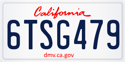 CA license plate 6TSG479