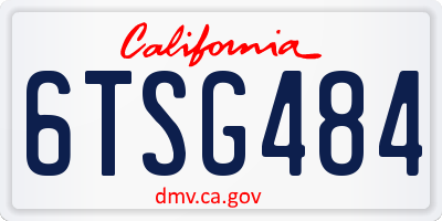 CA license plate 6TSG484