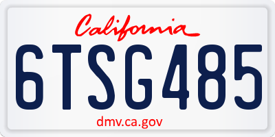 CA license plate 6TSG485