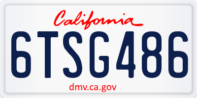 CA license plate 6TSG486