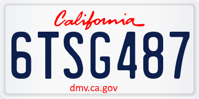 CA license plate 6TSG487