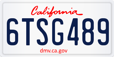 CA license plate 6TSG489