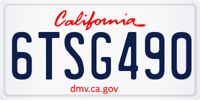CA license plate 6TSG490