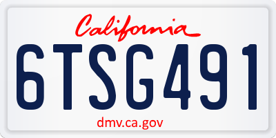 CA license plate 6TSG491