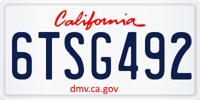CA license plate 6TSG492