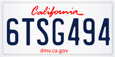 CA license plate 6TSG494