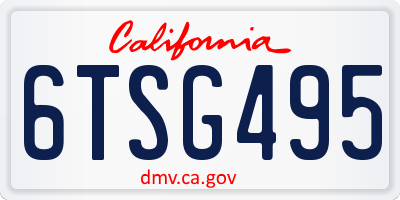CA license plate 6TSG495