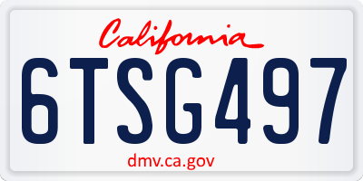 CA license plate 6TSG497