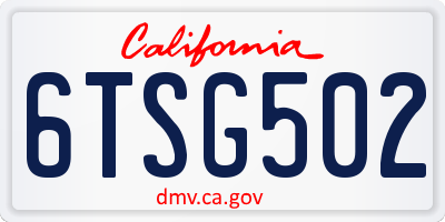 CA license plate 6TSG502