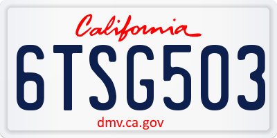 CA license plate 6TSG503