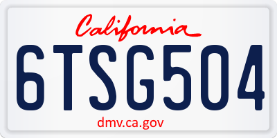 CA license plate 6TSG504