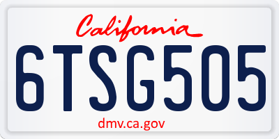 CA license plate 6TSG505