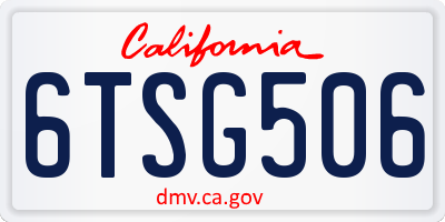 CA license plate 6TSG506