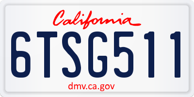 CA license plate 6TSG511