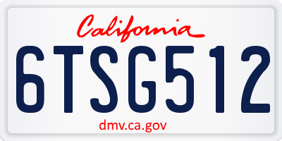 CA license plate 6TSG512