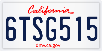CA license plate 6TSG515