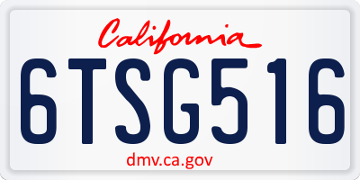 CA license plate 6TSG516