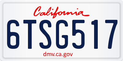 CA license plate 6TSG517