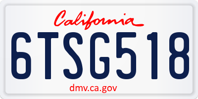 CA license plate 6TSG518