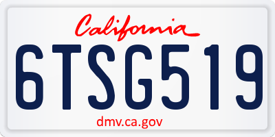 CA license plate 6TSG519