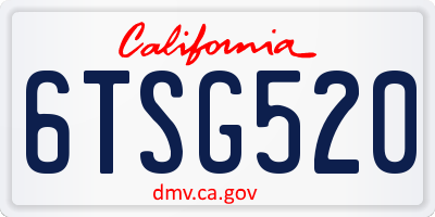 CA license plate 6TSG520