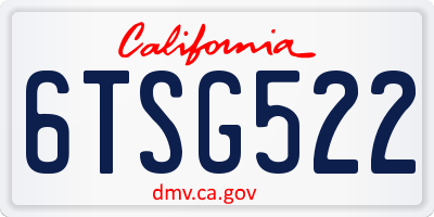 CA license plate 6TSG522
