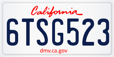 CA license plate 6TSG523