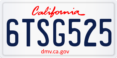CA license plate 6TSG525