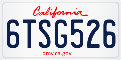 CA license plate 6TSG526