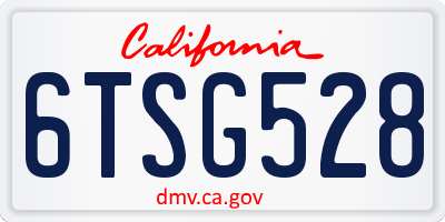 CA license plate 6TSG528