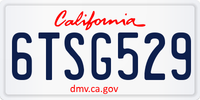 CA license plate 6TSG529