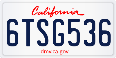 CA license plate 6TSG536