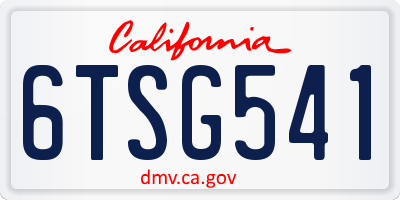 CA license plate 6TSG541