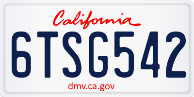 CA license plate 6TSG542