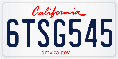 CA license plate 6TSG545