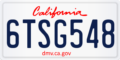 CA license plate 6TSG548