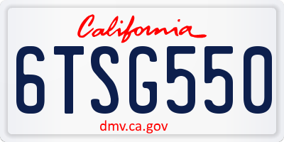 CA license plate 6TSG550