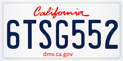 CA license plate 6TSG552