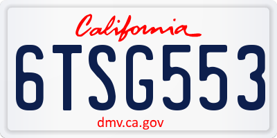 CA license plate 6TSG553