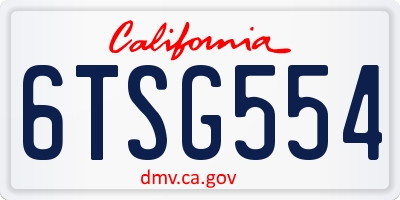 CA license plate 6TSG554