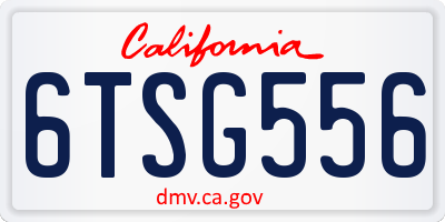 CA license plate 6TSG556