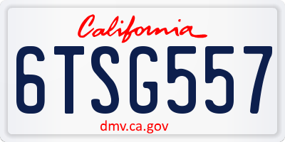 CA license plate 6TSG557