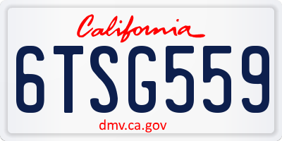 CA license plate 6TSG559