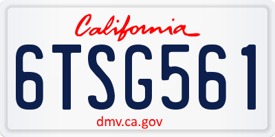 CA license plate 6TSG561