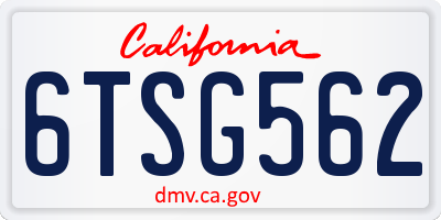 CA license plate 6TSG562